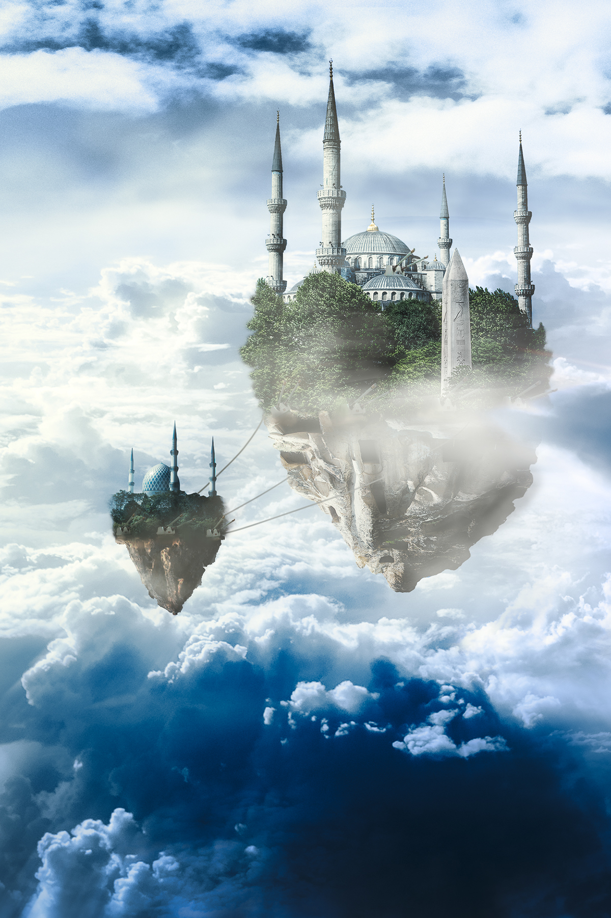 floating wisdom nathan spotts Hagia Sophia blue mosque Turkey cloudscape surreal fantasy sci-fi science fiction Composite photo illustration  Photo Manipulation  concept art