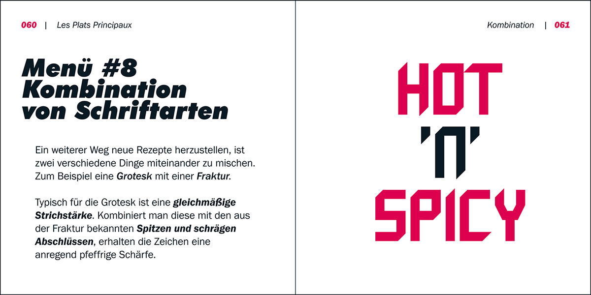 typografisches  kochbuch haute cuisine schrift geometrisch do it youself fonts