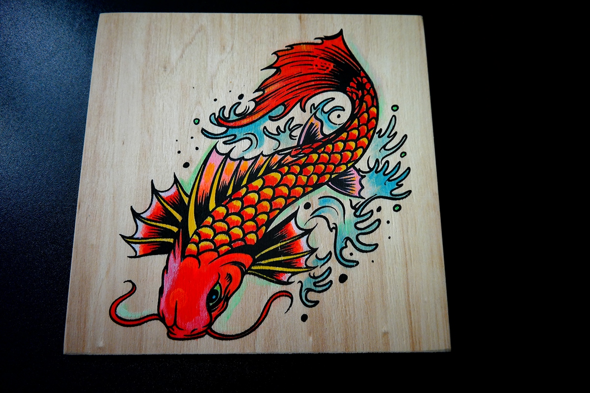 wood fish acrilyc paint stencils hand cut Spray Apint plywood 5mm Embellished