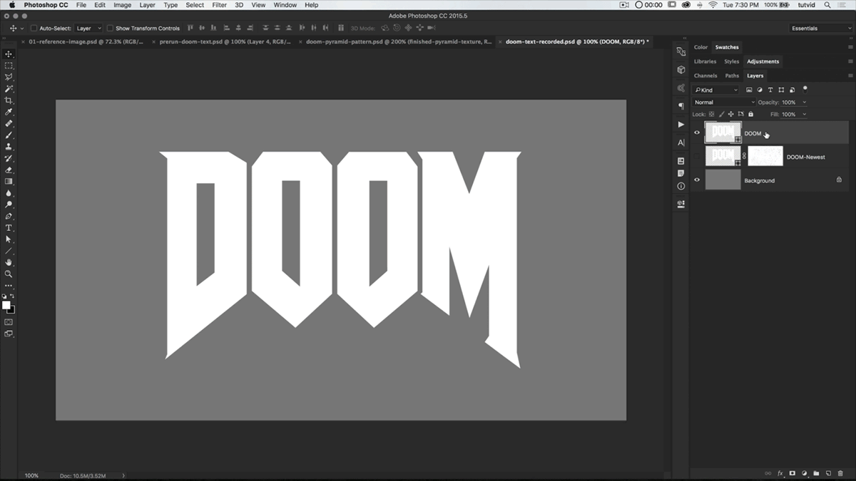 photoshop Doom Logo Video Game Artwork 3D Photoshop retro logo design flares video game doom Photoshop cc