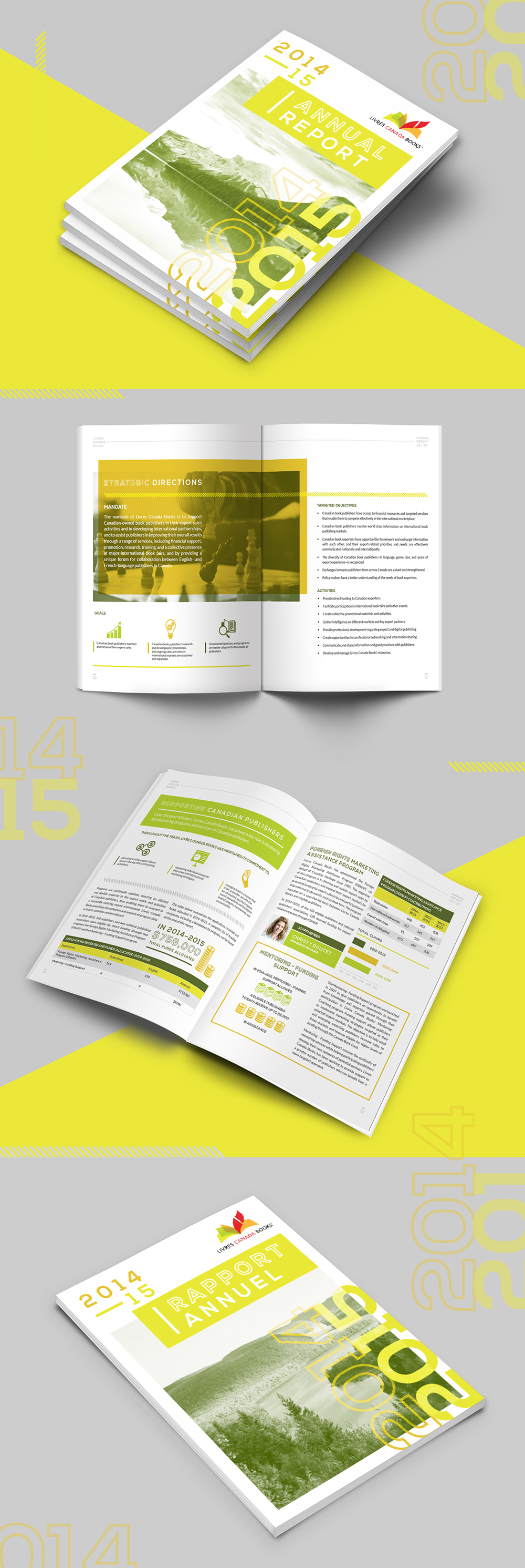 annual report publication magazine report infographic Layout spread book print type Booklet Canada