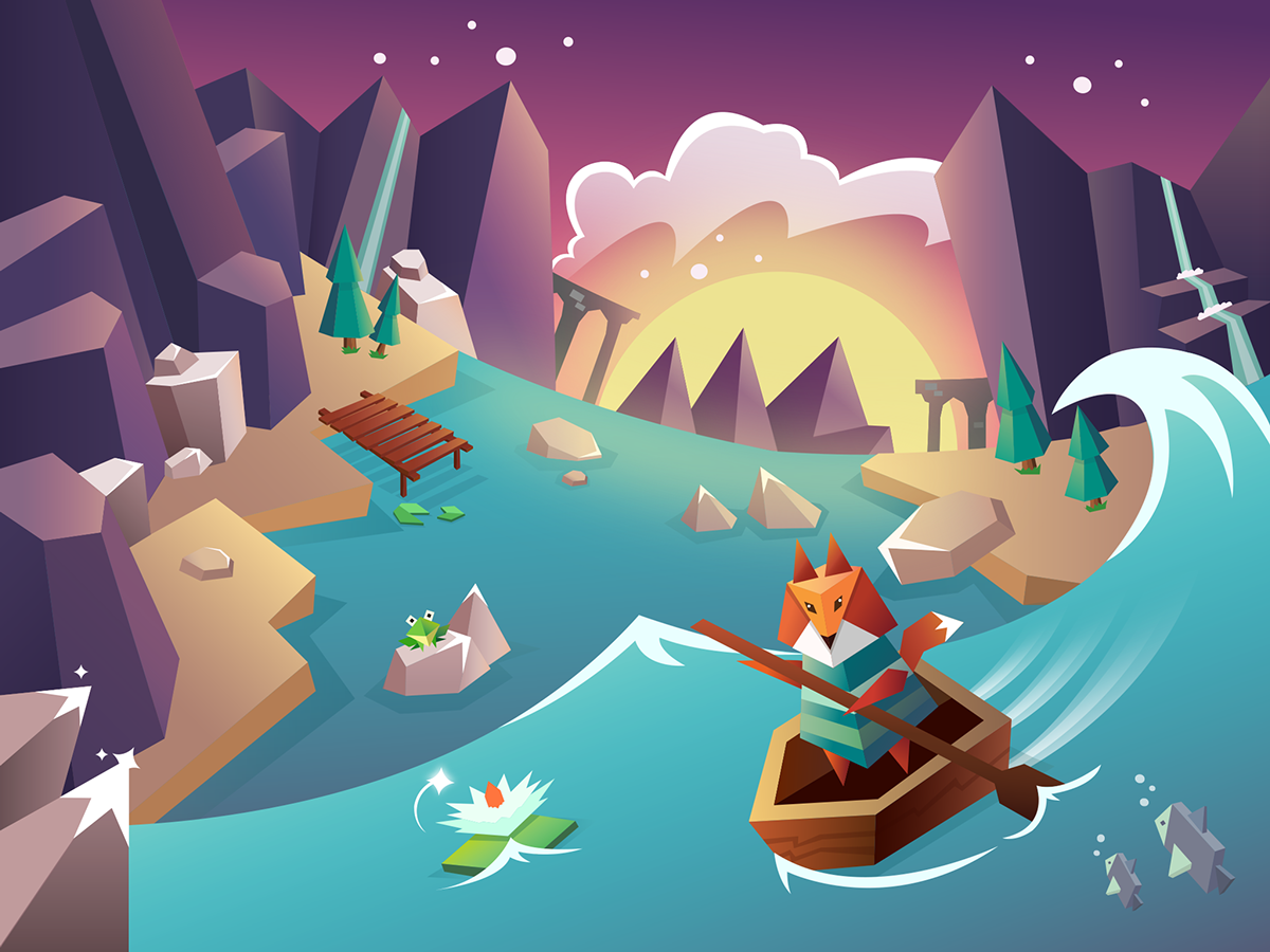 ketchapp magicriver game conceptart river ios gamedesign Low Poly FOX hypercasual