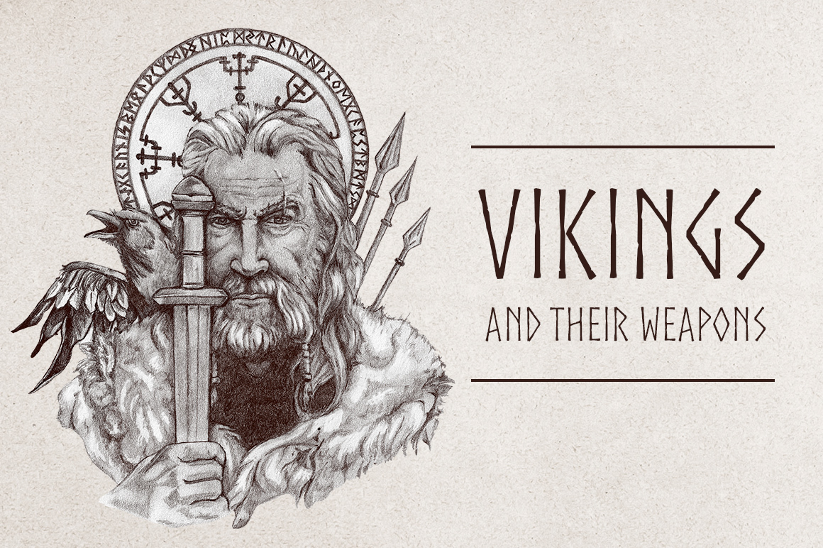 Viking portrait. Hand drawn illustration. 