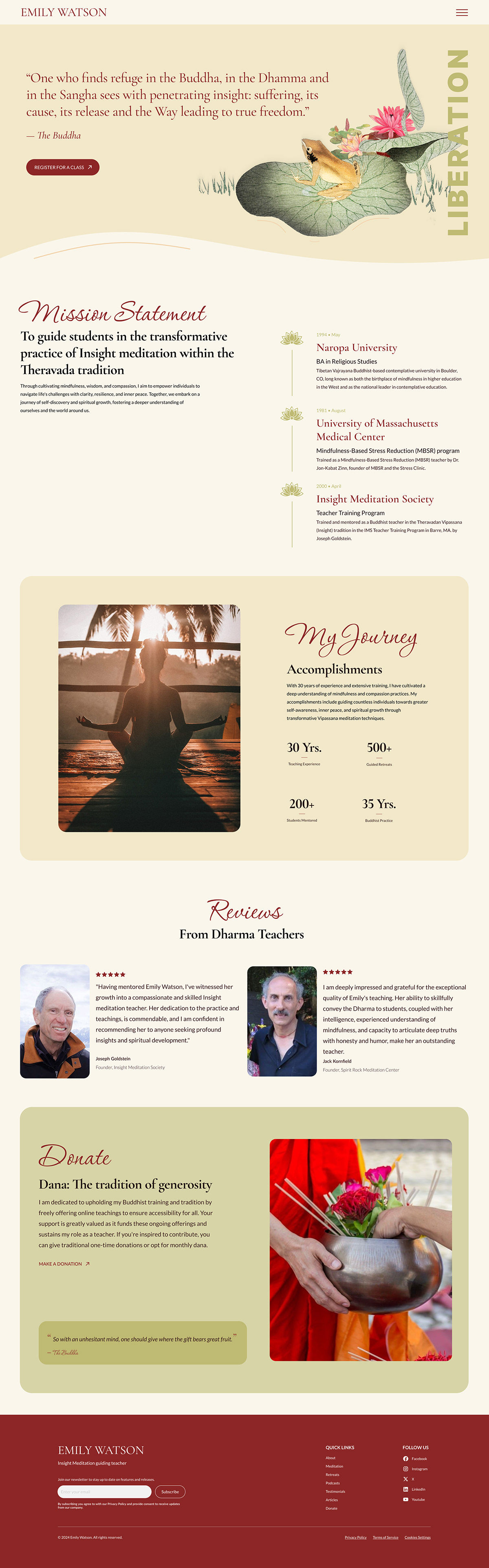 meditation mindfulness Web Design  Figma UI/UX UX design landing page Website Design buddhism teacher