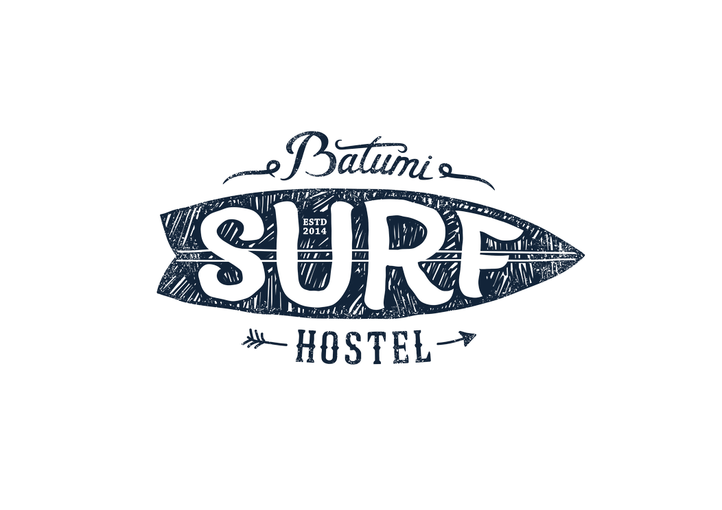 handdrawn identity logo Surf lettering vintage hostel sea old fashioned Georgia Batumi