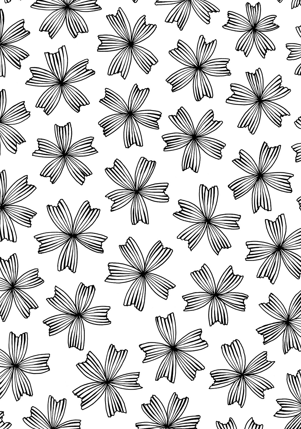 Black and white pattern inspired by flowers in Galicia, Spain, by Stillo Noir