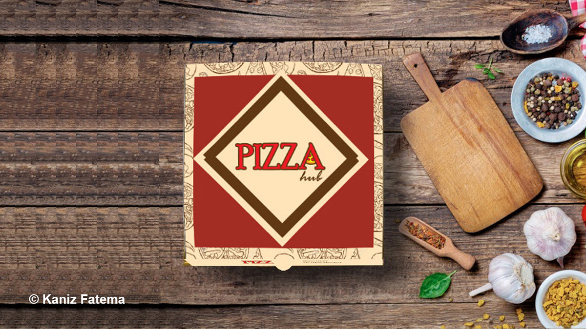 Pizza box package red Food  packaging design Packaging dtp design Advertising  visual identity