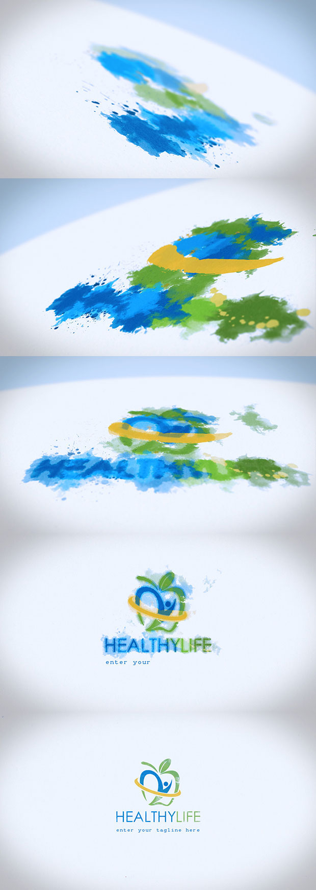 after effects template draw sketch watercolor watercolour logo opener intro reveal paper paint splatter write on