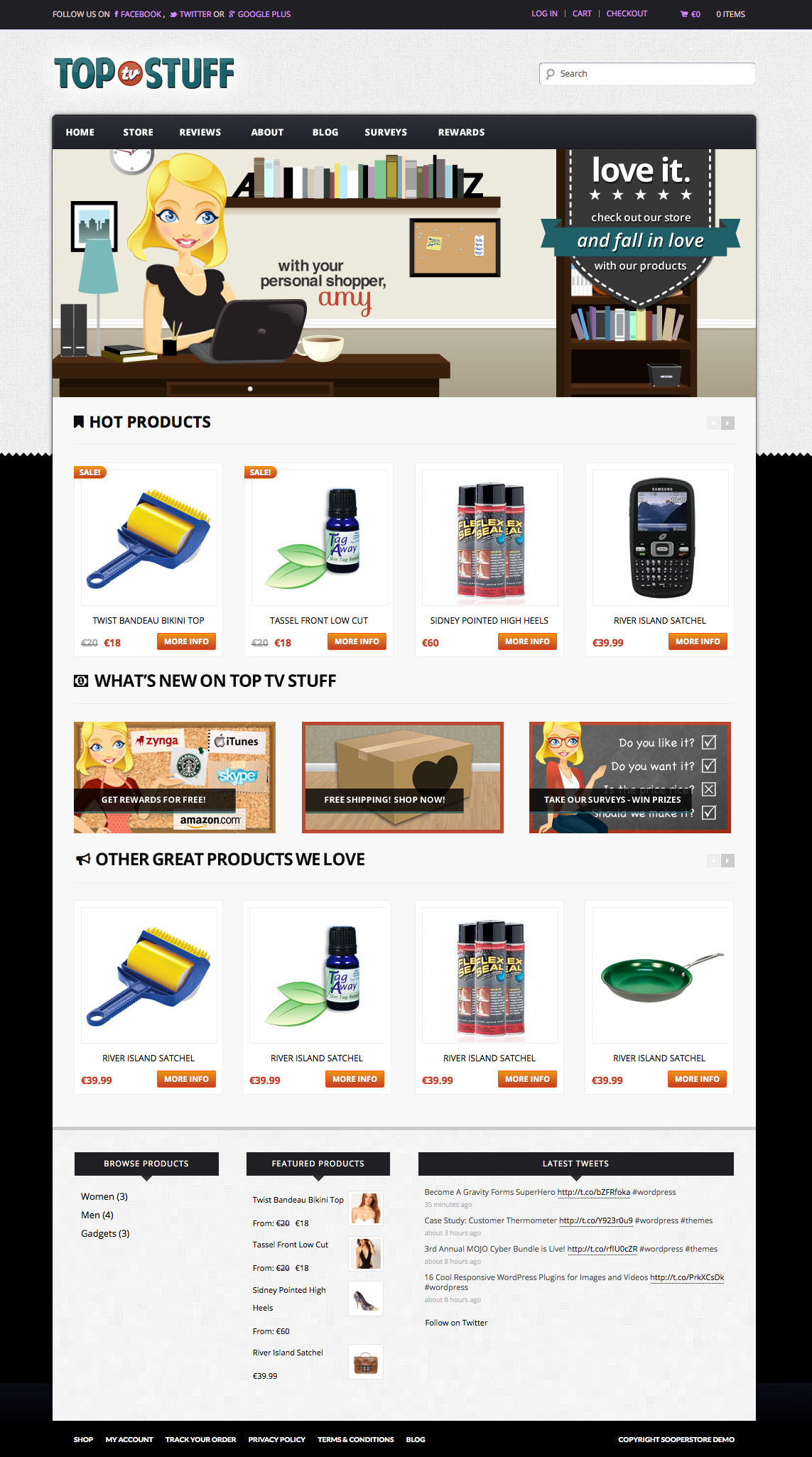 Website store front Shopping Blog