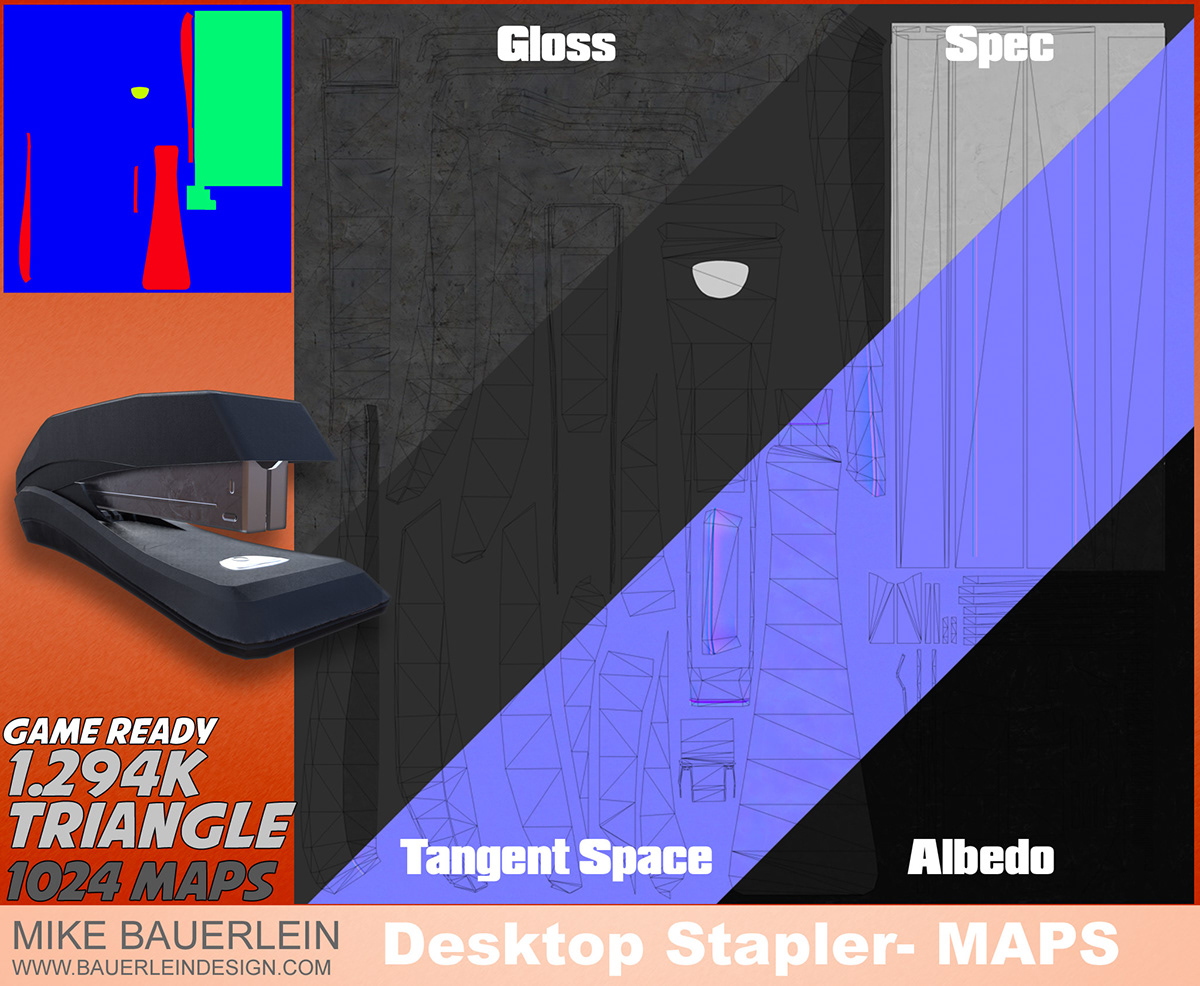 stapler swingline 3D Maya xNormal Quixel photoshop Marmoset desktop tools Staples industrial