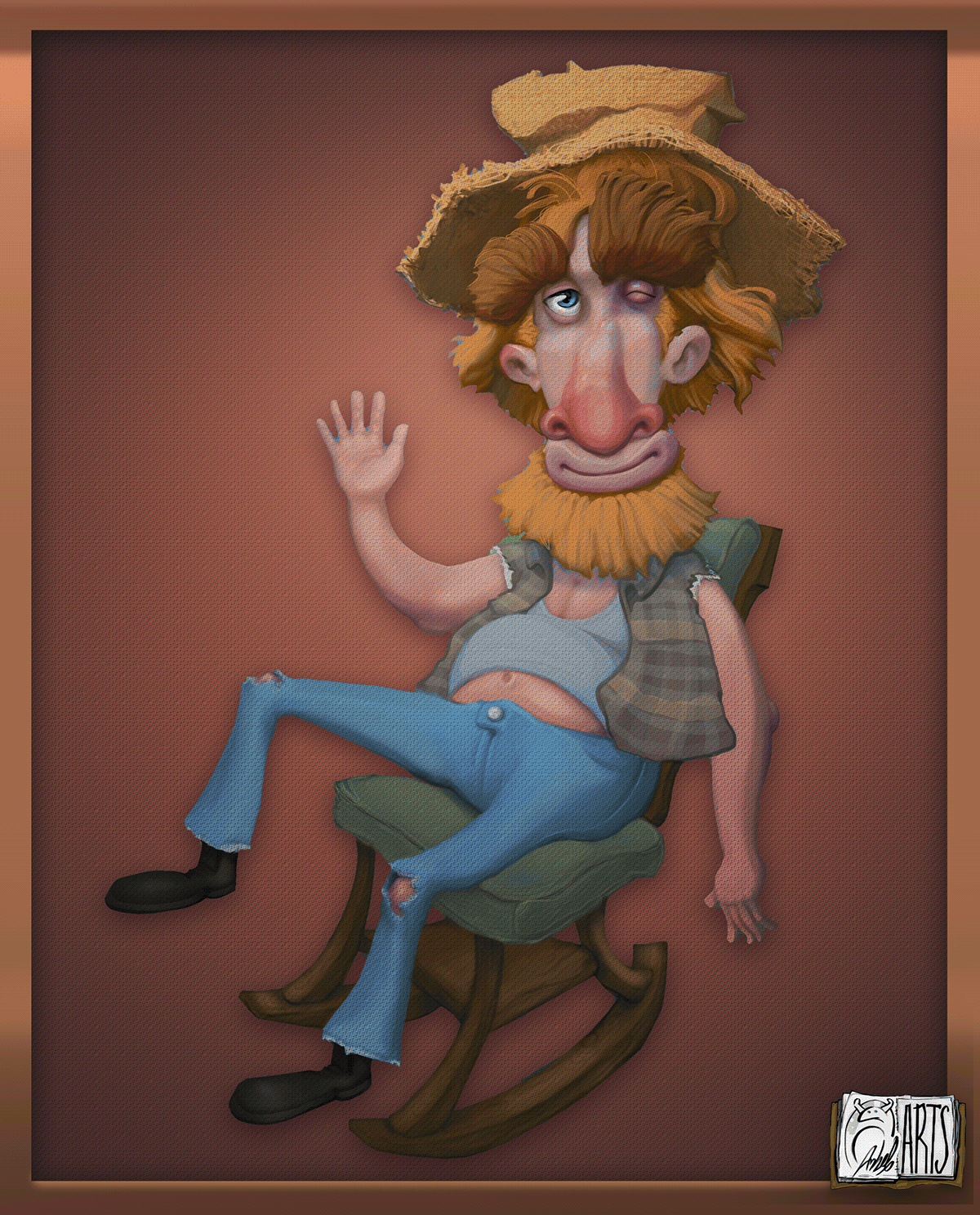hillbilly redneck funny cartoon concept art digital painting portrait