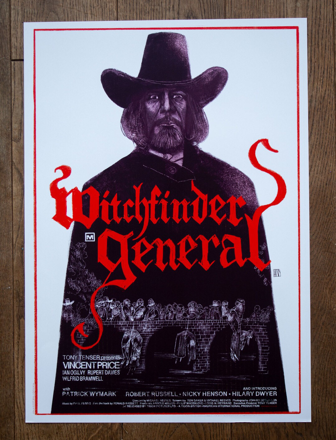 Vincent Price Witchfinder General horror screen printed patch