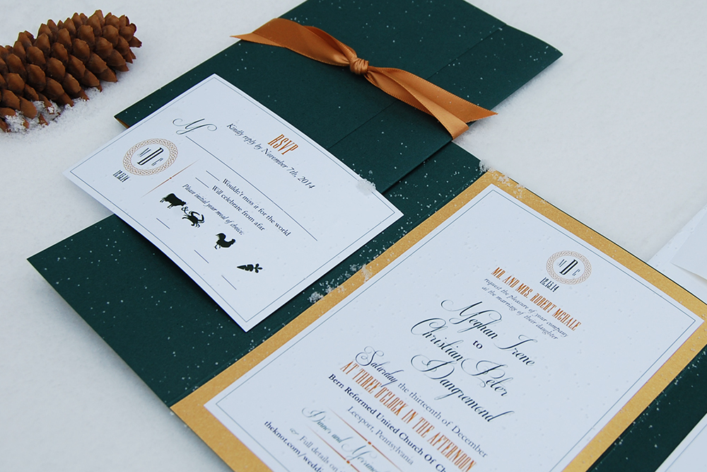 invitations wedding invitations winter wedding RSVP Cards