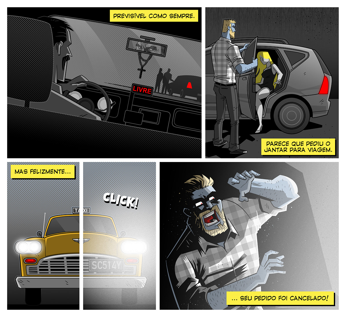 comics taxi driver Vampires adventure night mystery anti-hero Sequential Art ILLUSTRATION  urban fantasy