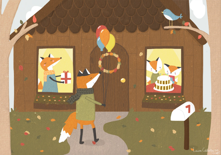 FOX foxes card happy birthday greeting card cute animals woodland children book