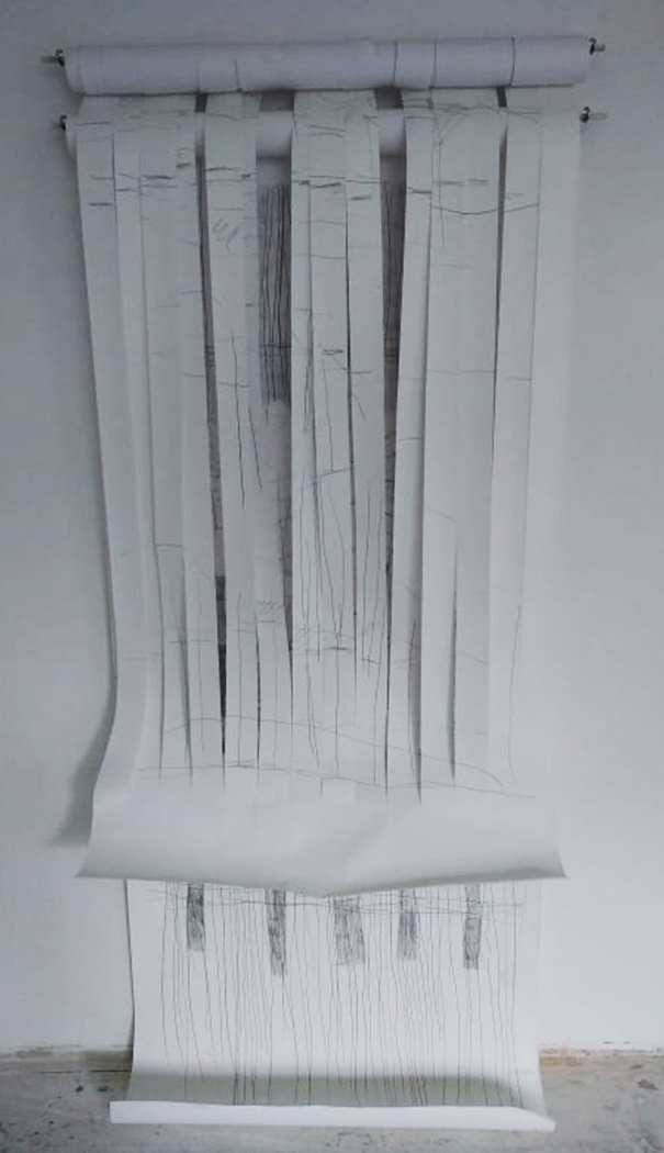 conceptual contemporary Drawing  Performance textile weaving