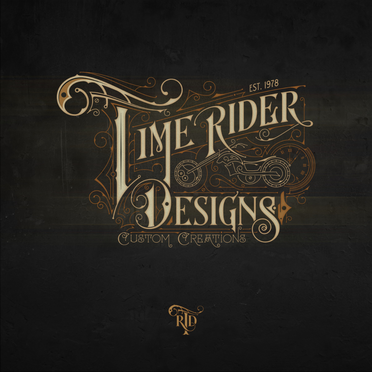 Biernat florida Handlettering lettering logo motorcycle pencil pocketwatches   time rider designs vintage