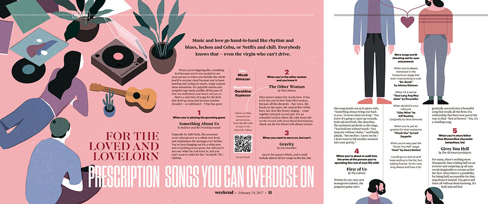 ILLUSTRATION  magazine Love song girl editorial lifestyle music simple pink