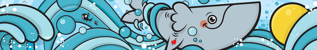 Whale colors sea boat wrapping art boatwrapping cartoon Character design waves Sun SKY adobe ideas