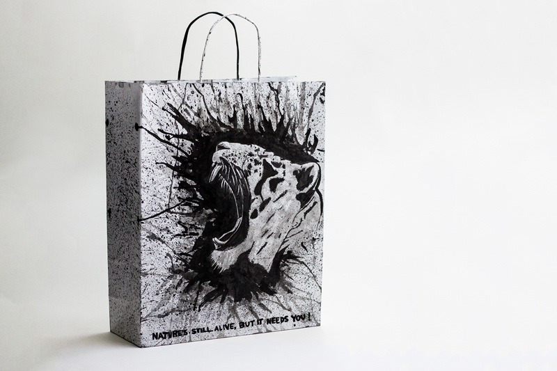 paper bag contest unblank tiger leopard ink RECYCLED joana silva