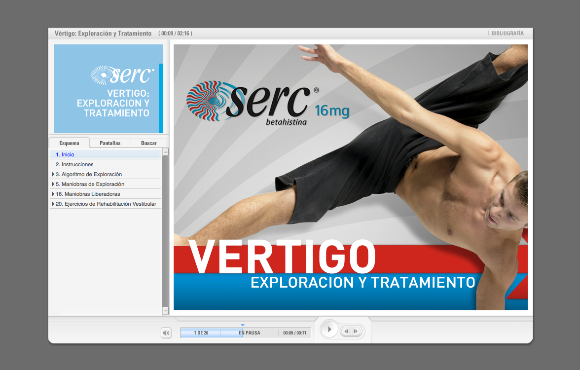 eLearning vertigo course Web scorm Solvay Pharma