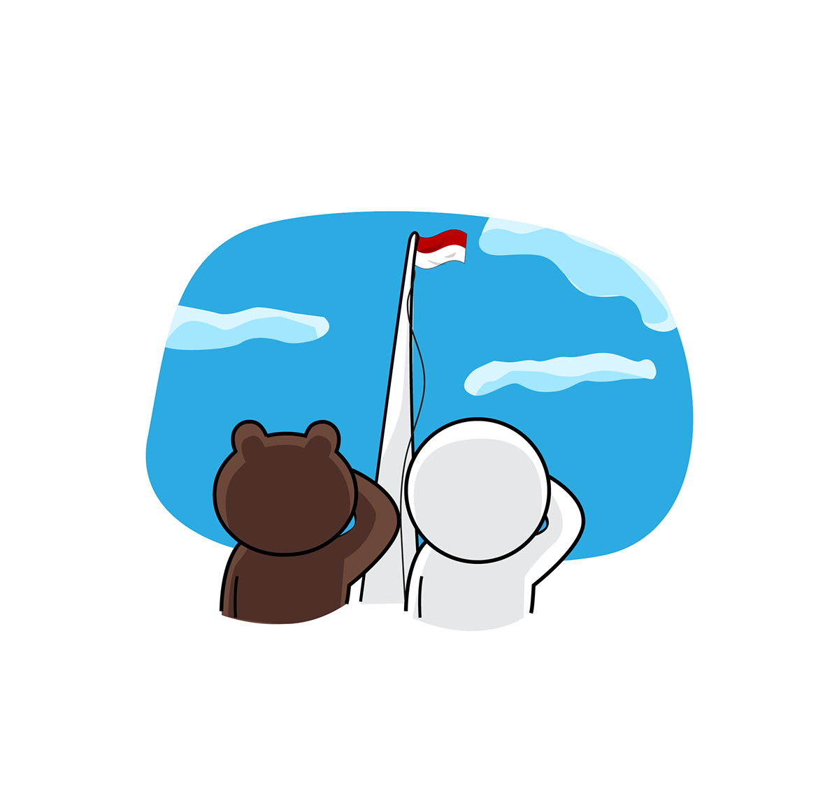 sticker line indonesia 17 Agustus independence day sabang-merauke Landmark monas malin kundang brown james moon Cony