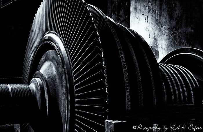 old technology black and white Turbine oven door