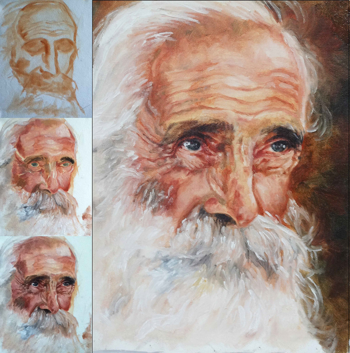 Oil Painting oil alla prima al pacino old man portrait faces IMPASTO