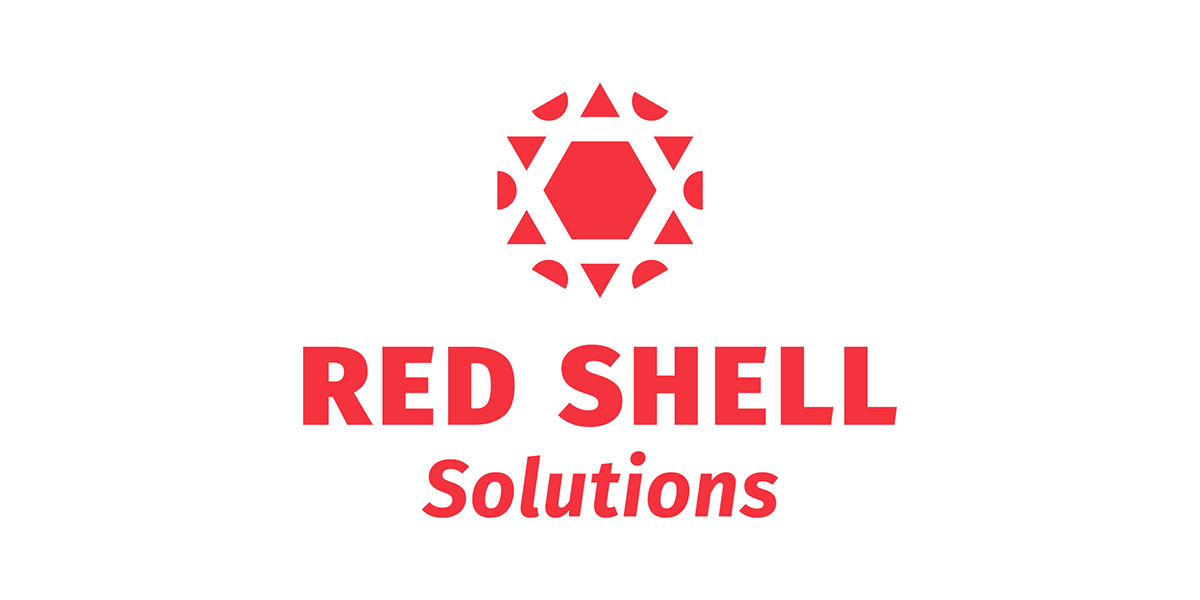 Bright red geometric logo