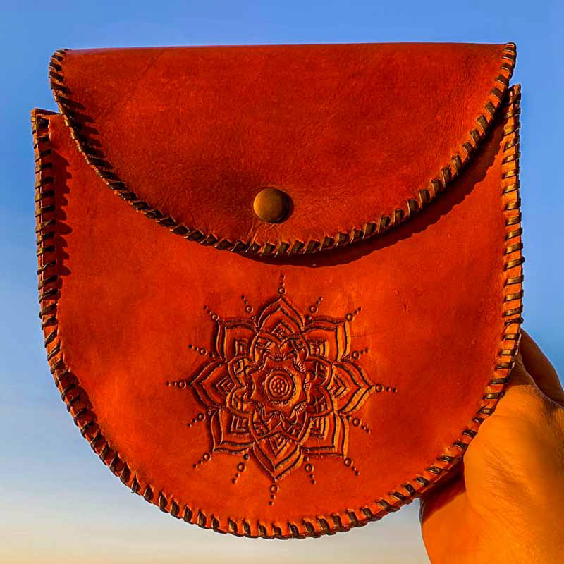 leather pouch festival pouch veg tan leather nickel hardwares