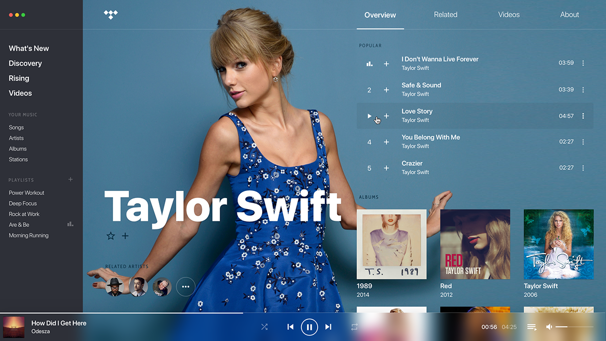 Apple Music player tidal user experience ux user interface UI music spotify mac os