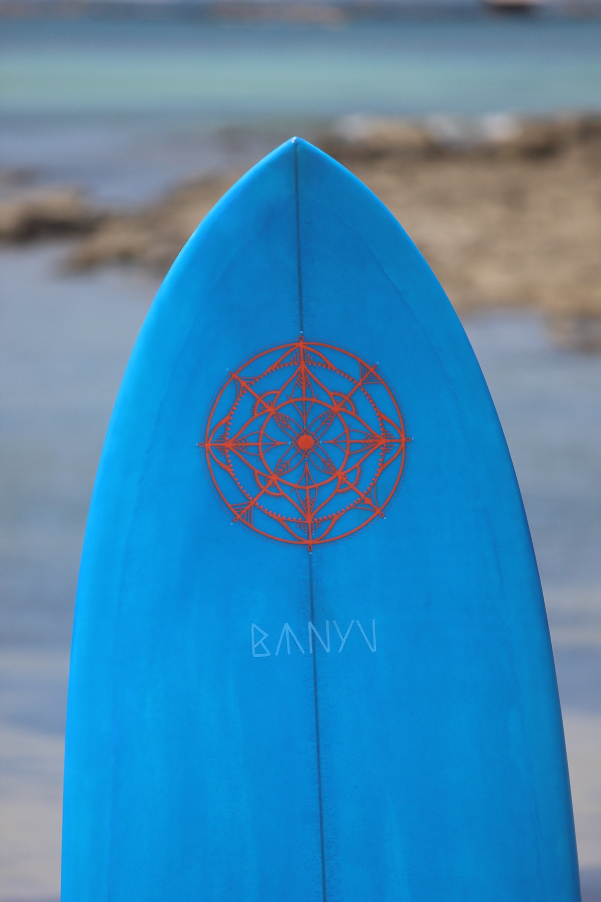 surfboard handpainted surfing handshaped Custom Mandala feather