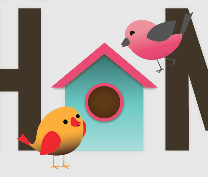 birds ROMEL ILARDE welcome home leaves Birdhouse vector