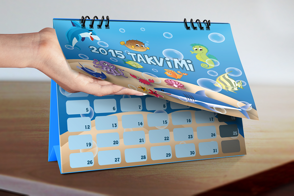 calendar desk calendar design Illustrator graphic undersea