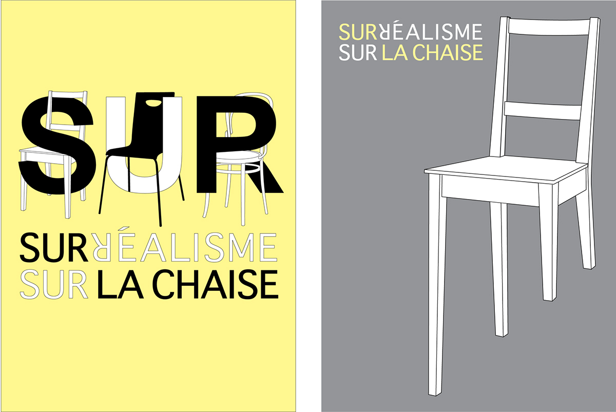 surrealism chair joke postcard poster object humor