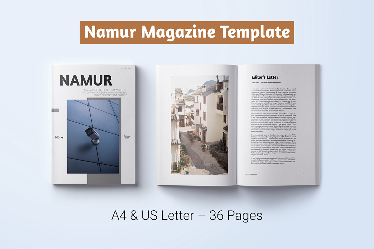 a4 brochure editorial design  elegant magazine minimal modern print design  template us letter