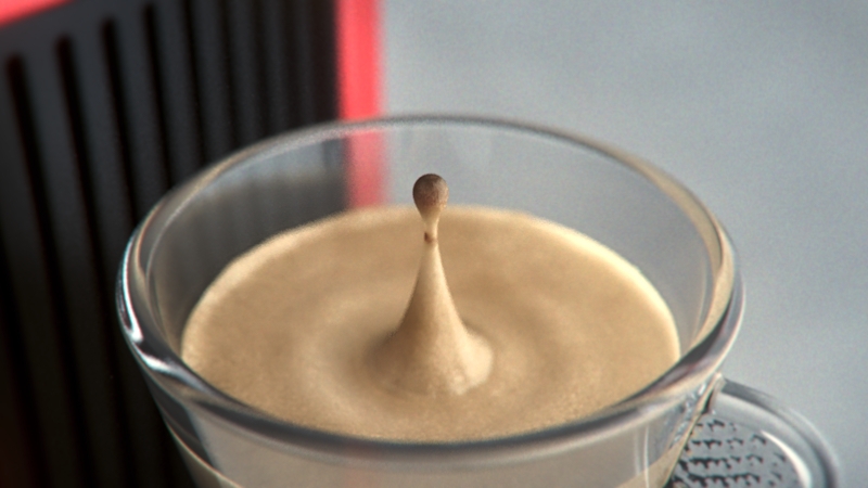 3D 4d Cinema Coffee Nespresso Foam glass drop 3D modelling