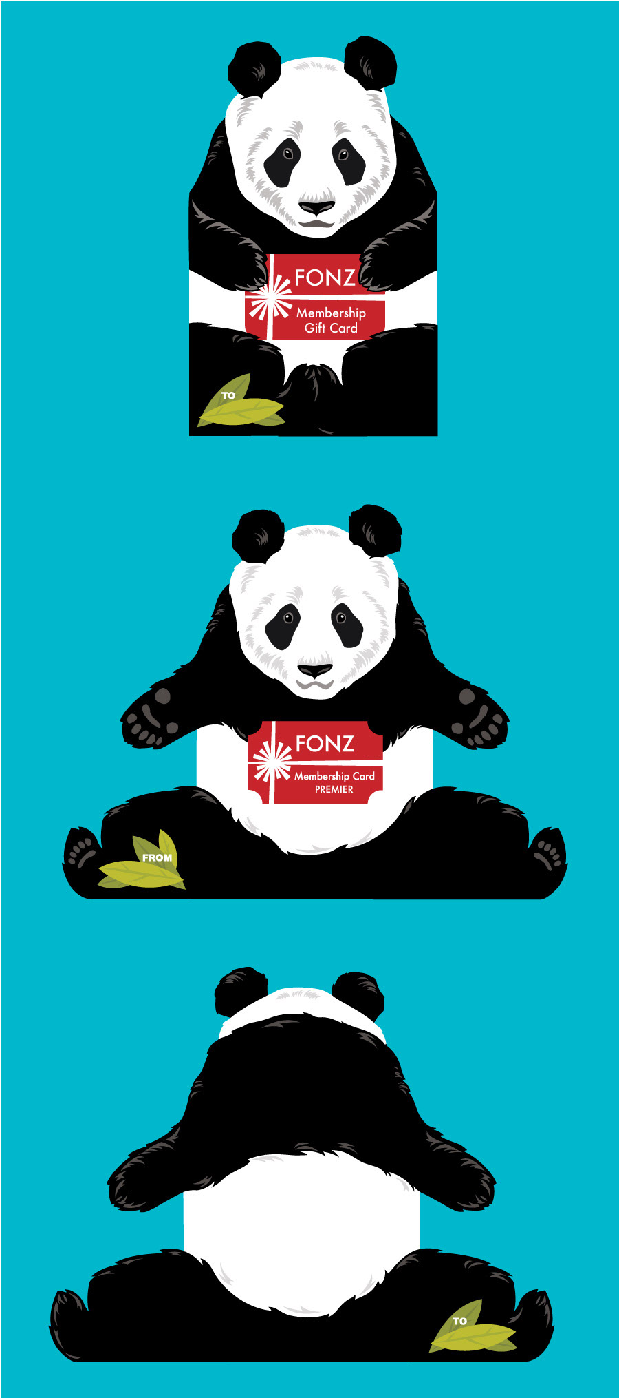 gift card animal Panda  tiger bear 3 dimentional Display Promotional mailer wildlife