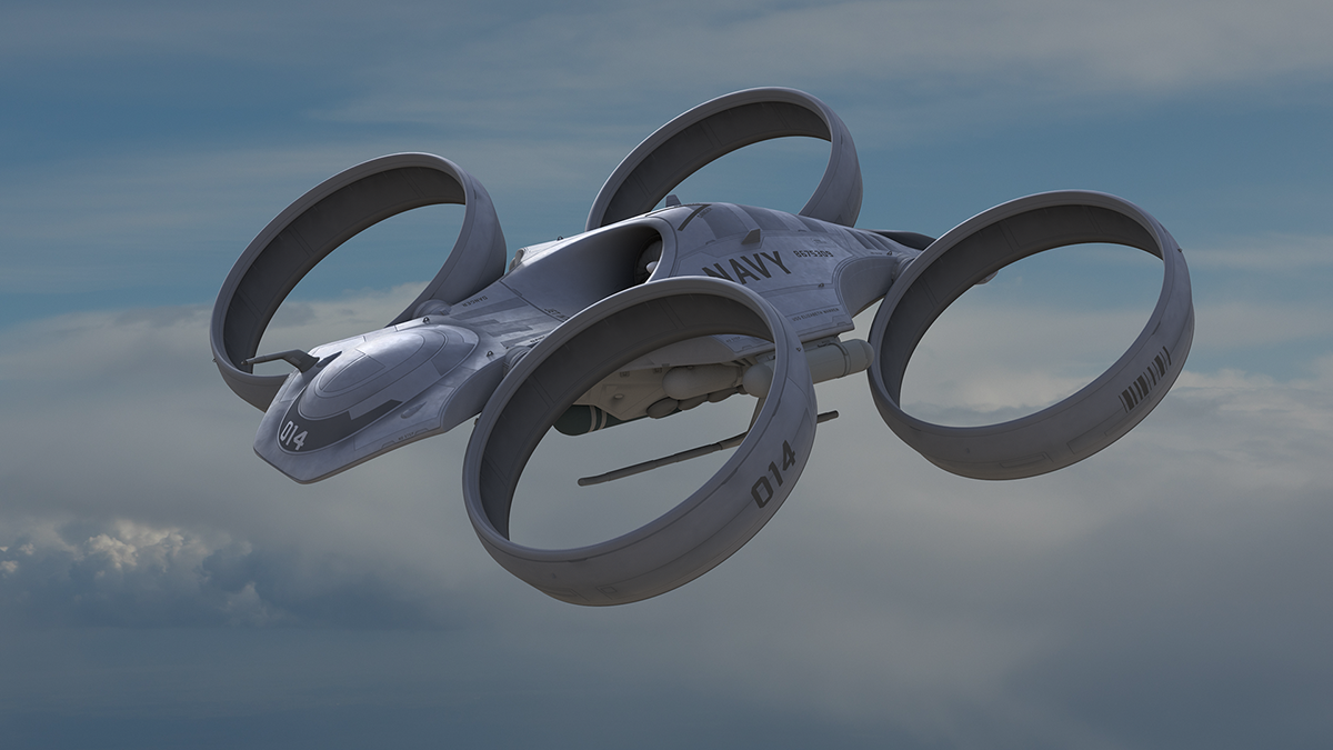 drone 3D concept design science fiction styling  rendering aviation Flying