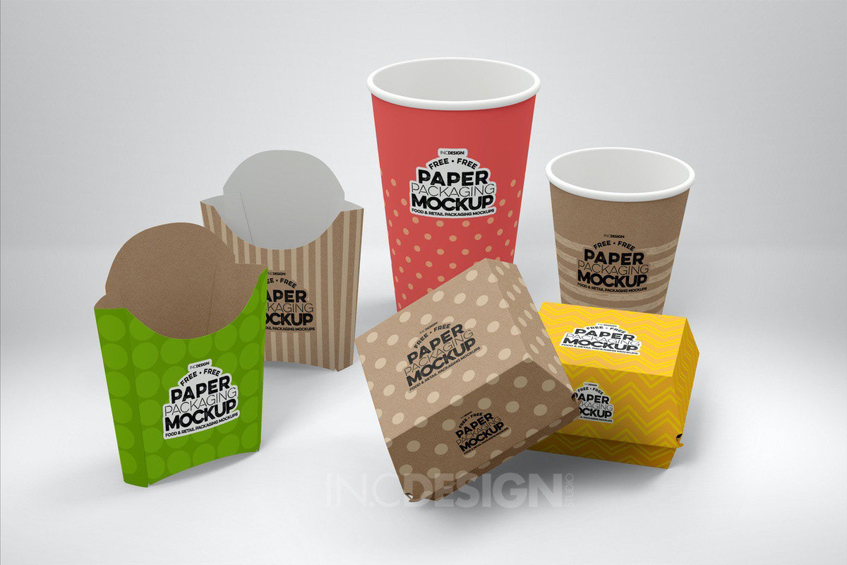 burger free mockup  Fast food Fries soda paper packaging