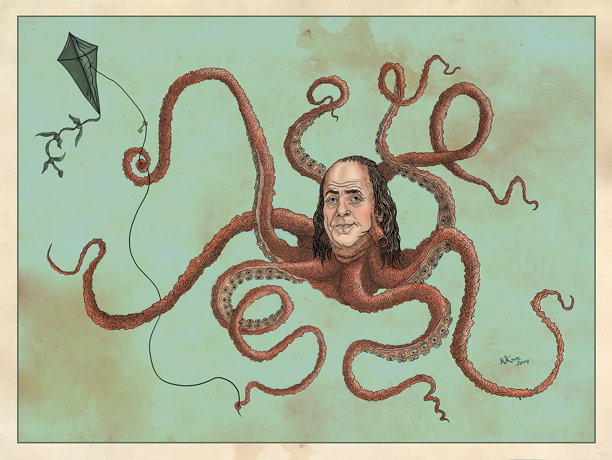 poster design graphic benjaminfranklin Squid octopus