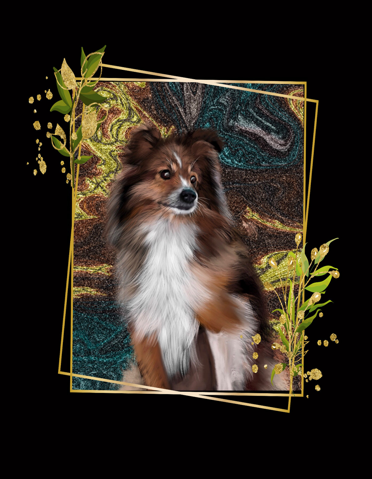 animals canine Digital Art  digital painting dog Drawing  illustrations shetland sheepdog