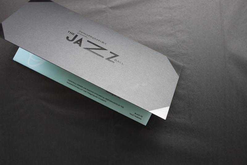 Invitation black foil Thermography custom type Washington ballet Gala jazz ball