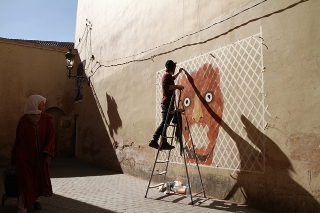 border Mural face stupid Marrakech Morrocco