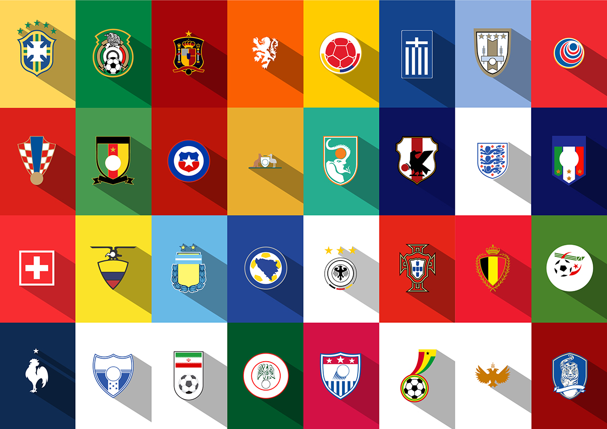 world cup Brazil football teams Badges Crests minimalistic Minimalism logos