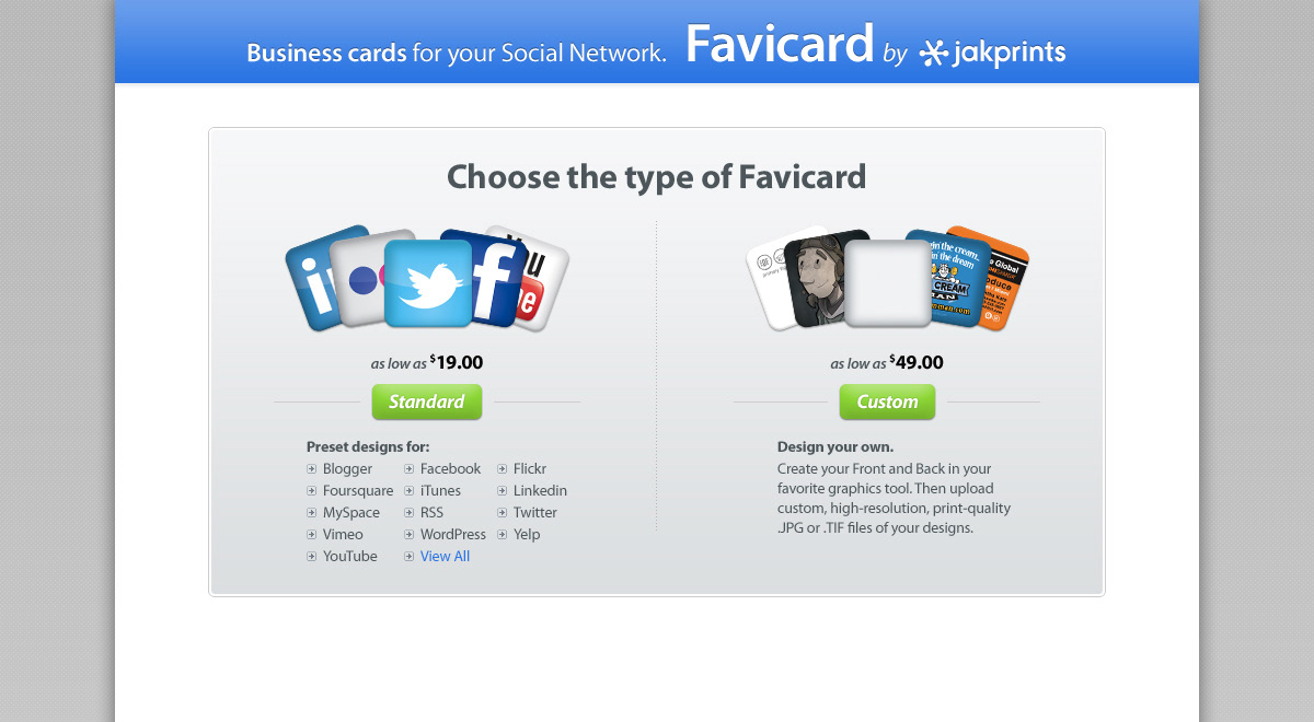 jakprints favicards Business Cards Online Ordering social