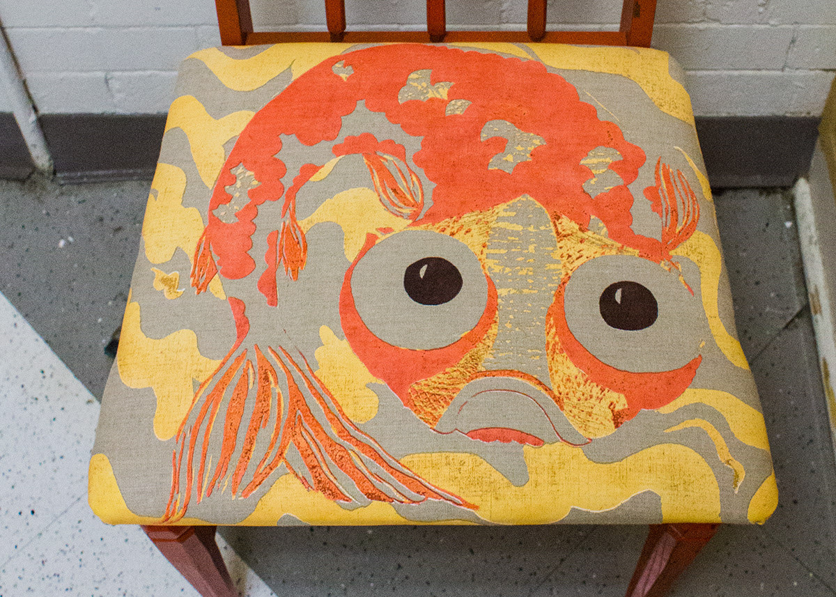 Screenprinting upholstery chair fish goldfish