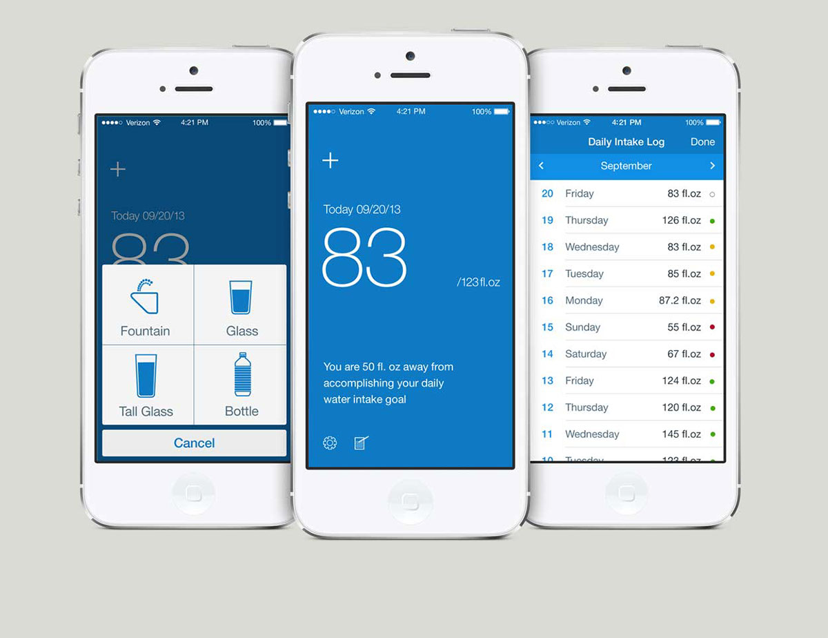 app ios flat UI ux mobile application water blue helvetica
