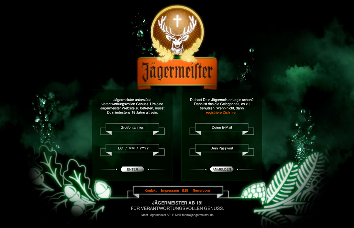 Jagermeister Website brand experience germany