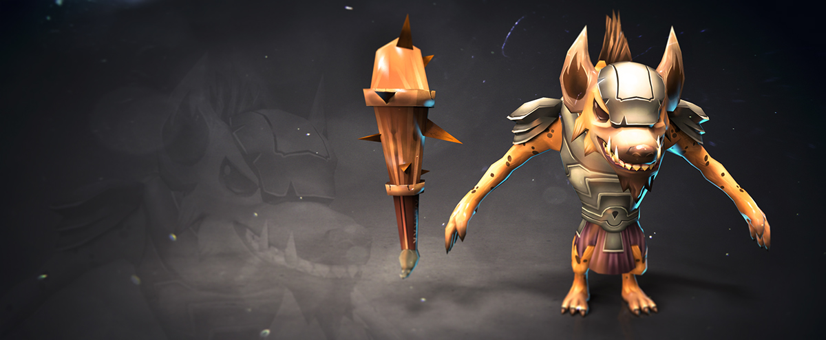 Character design  gnoll villain warrior enemies handpainting Low Poly fantasy hyena Game Art
